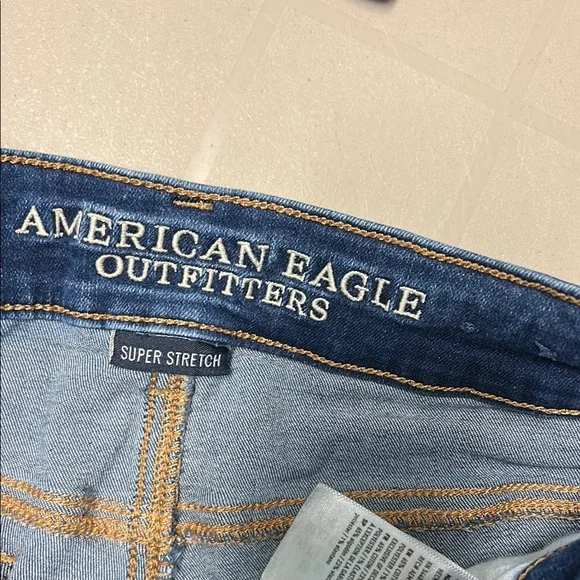 American Eagle Outfitters Women's Dark Blue Ripped Jean Shorts - Picture 13 of 17